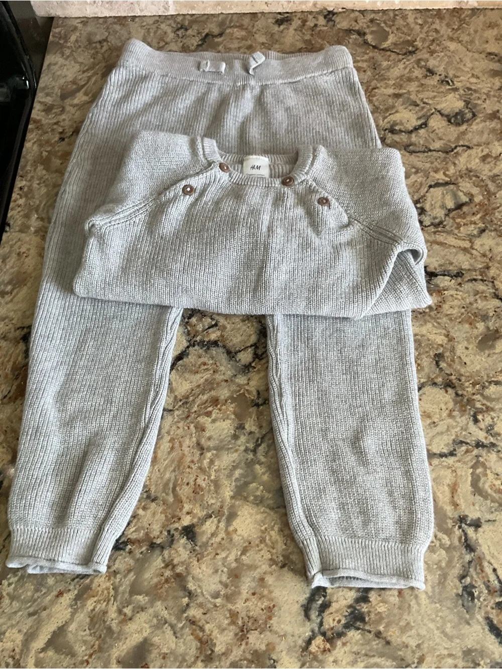 H&M Light Gray Organic Cotton Boys Sweater Set 2T